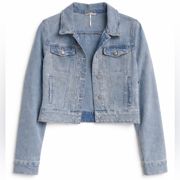 Free People Jackets & Blazers - Free People Light Blue Denim Jacket - Women's Jean Trucker